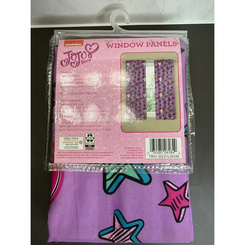 2021 NIB Nickelodeon Jo Jo Siwa Kids One Pair Window Panels 82 In. x 63 In.